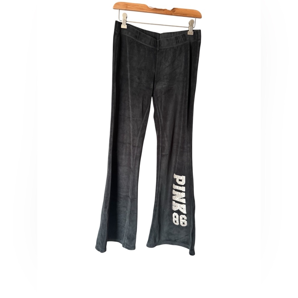 Victoria's Secret pink Black Flare Pants with Dog Logo
